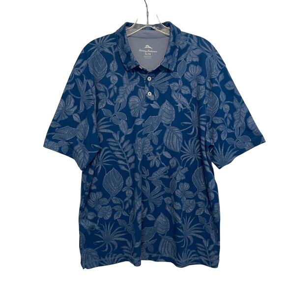Tommy Bahama Other - Tommy Bahama Hawaiian Polo Shirt Mens XL Turquoise Supima Cotton Golf Tennis